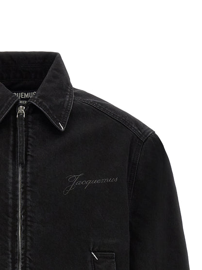 Trucker Jacket by Jacquemus for men in denim cotton black & white presents a effortlessly chic silhouette, showcasing a sophisticated and premium pockets for a truly effortlessly chic finish.