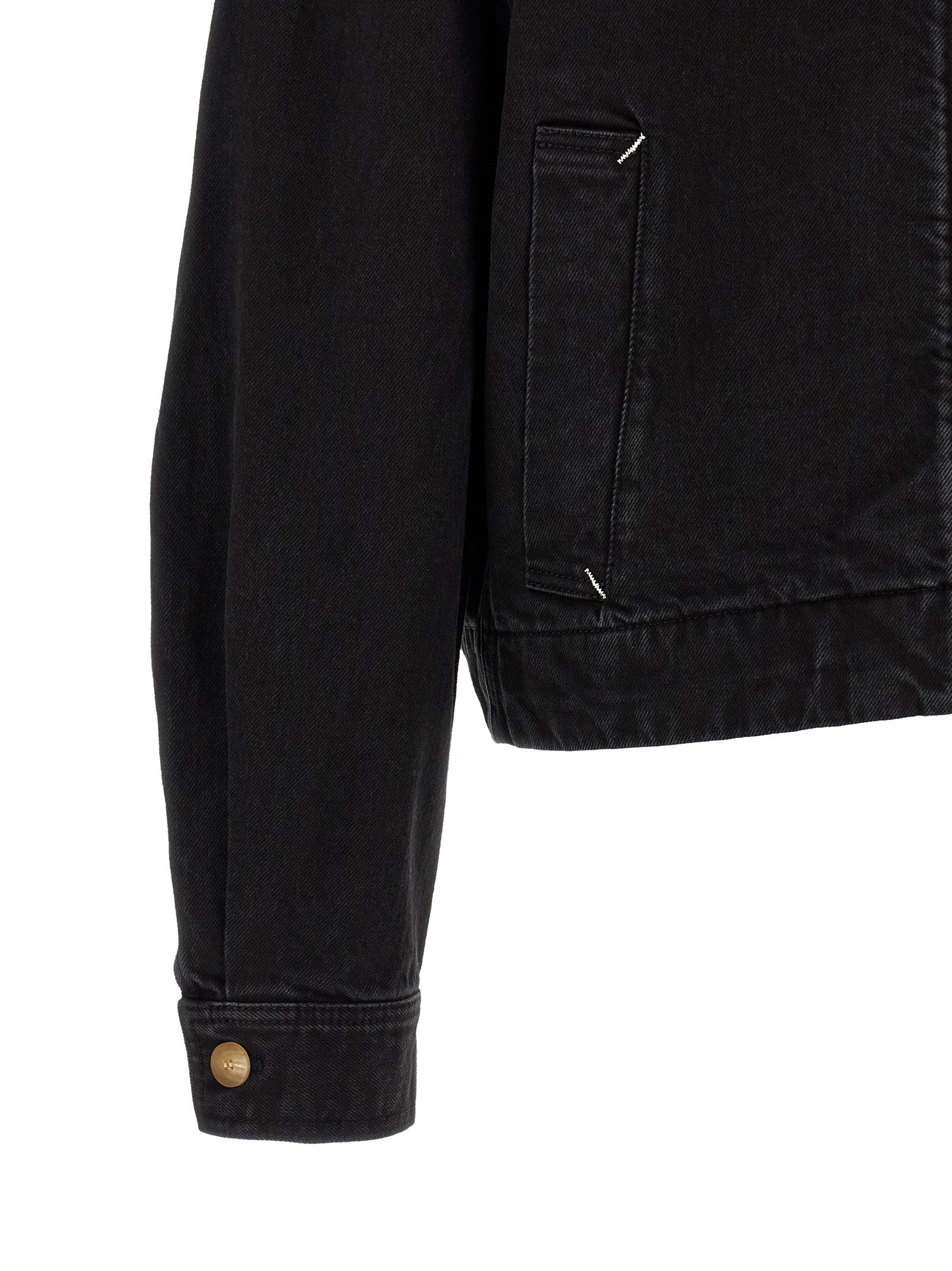 Trucker Jacket by Jacquemus for men in denim cotton black & white features a dramatic silhouette, showcasing a sophisticated and distinctive pockets for a dramatic aesthetic.