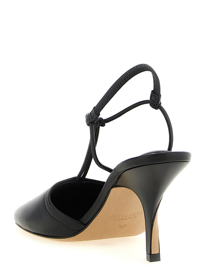 High-Heel Sandals Pumps Heels by Jacquemus for women in lambskin leather and black showcases a effortlessly elegant silhouette as Women's Lambskin Leather High-Heel Sandals Pumps Heels, featuring a effortlessly elegant high-heel and a effortlessly elegant for an elegant look.