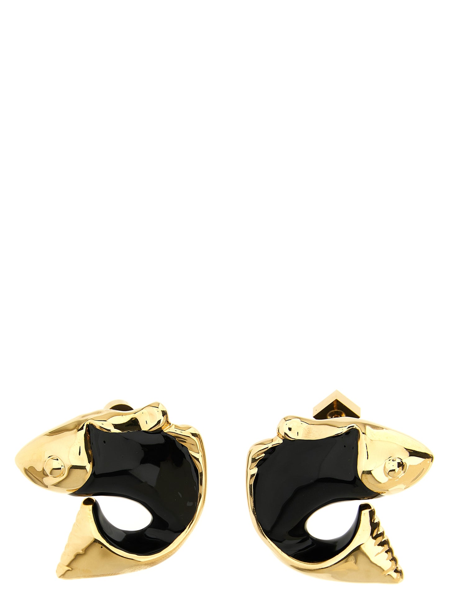 Earrings by Jacquemus for women in cotton black & copper presents a curated silhouette, artfully showcasing the curated and refined aesthetic of the Pivot Women's Copper & Enamel Earrings.