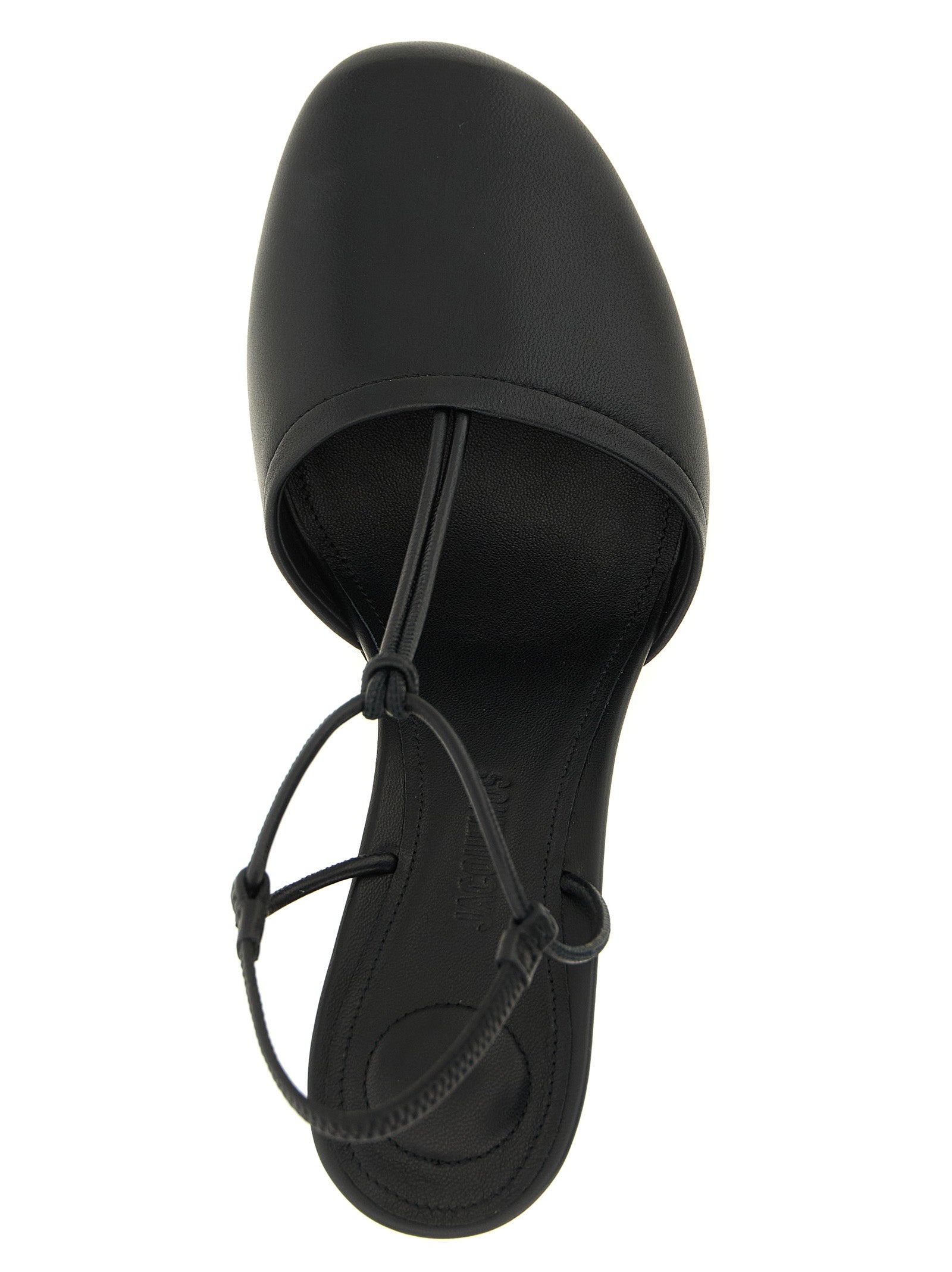 High-Heel Sandals Pumps Heels by Jacquemus for women in lambskin leather black features an effortlessly chic silhouette from the Women's Lambskin Leather High-Heel Sandals Pumps Heels collection, showcasing a high-heel and effortlessly chic for a effortlessly chic look.