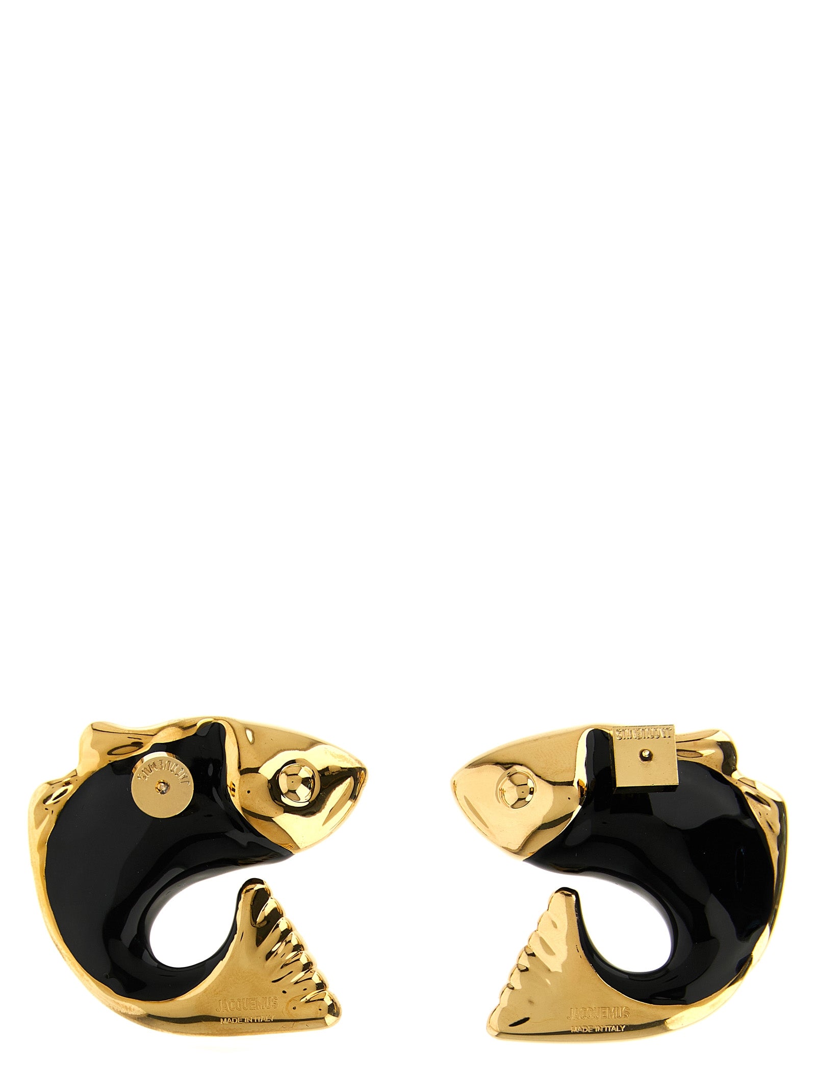 Earrings by Jacquemus for women in cotton black & copper showcases a enchanting silhouette, artfully incorporating the intricate seen in the Pivot Women's Copper & Enamel Earrings.