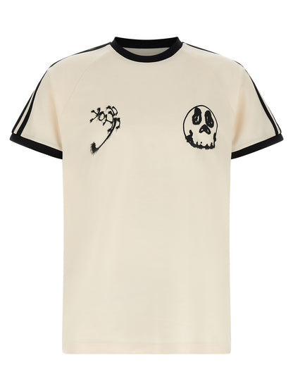 Y-3 Men's Crew Neck Cotton T-Shirt - Black White Patterned Striped