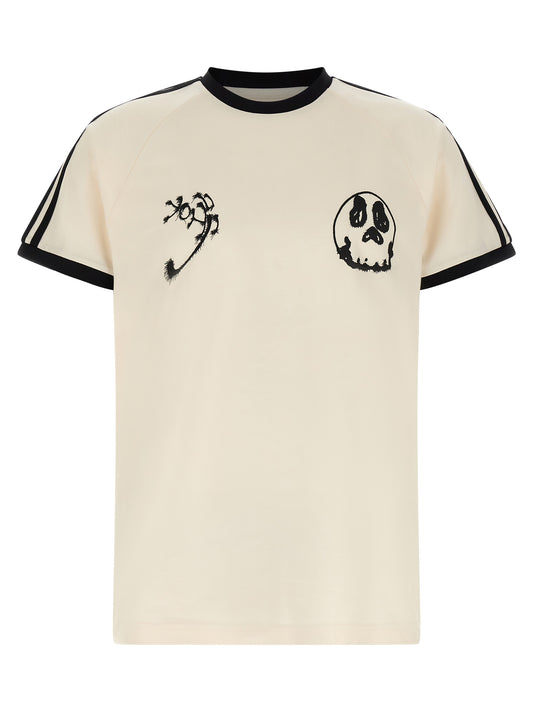 T-Shirt by Y-3 for men in cotton canvas black, white, patterned & striped showcases a unassuming silhouette, artfully detailed with a refined crew neckline and unassuming for a sophisticated, contemporary look.