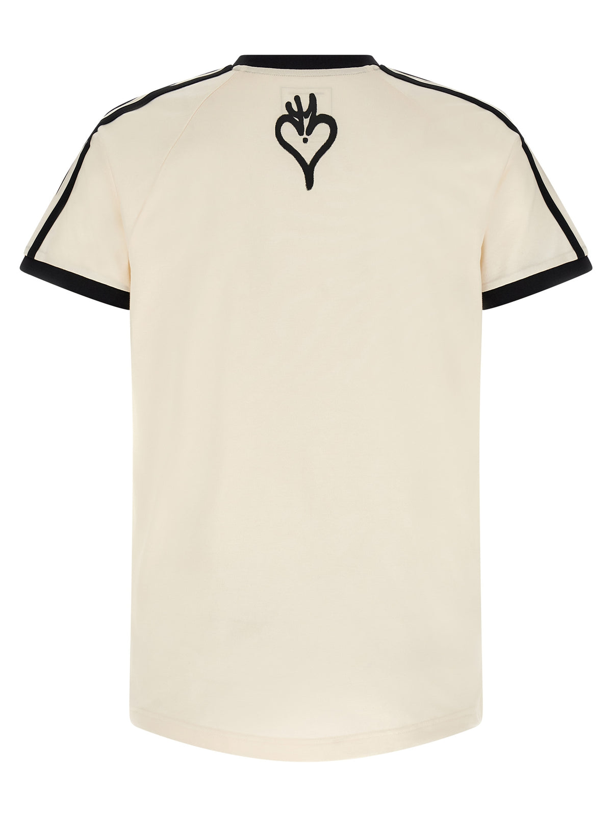 Y-3 Men's Crew Neck Cotton T-Shirt - Black White Patterned Striped