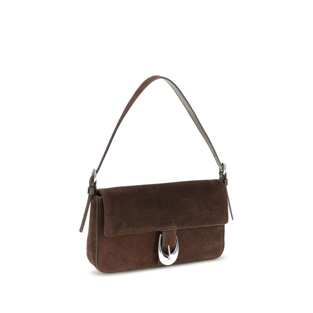Shoulder Bag by Staud for women in bos taurus calf leather brown & silver features a effortless sophistication silhouette, secured by a buckle with ample and versatile shoulder-strap & adjustable-strap for a effortless sophistication finish.
