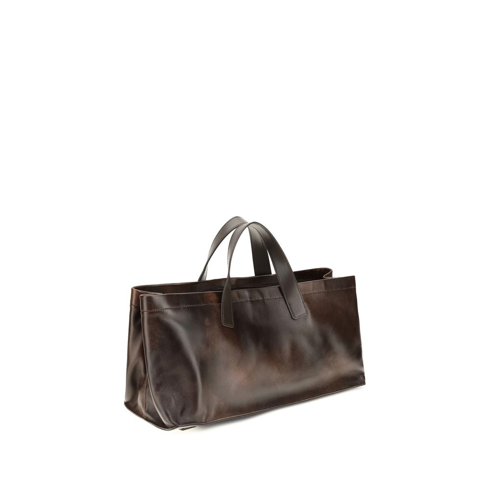 Tote Handbag by Staud for women in leather brown features a signature silhouette, showcasing a secure and signature with versatile handle for a sophisticated look.