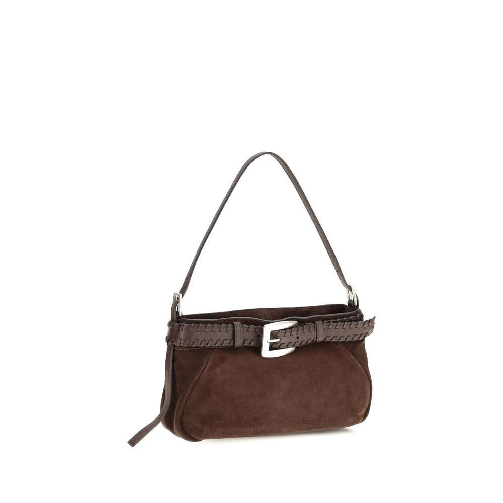 Shoulder Bag by Staud for women in cowhide & lamb leather brown & silver features a effortless sophistication silhouette, secured by a zipper & buckle with ample and versatile shoulder-strap, adjustable-strap & handle for a effortless sophistication finish.