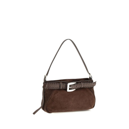 Shoulder Bag by Staud for women in cowhide & lamb leather brown & silver features a effortless sophistication silhouette, secured by a zipper & buckle with ample and versatile shoulder-strap, adjustable-strap & handle for a effortless sophistication finish.