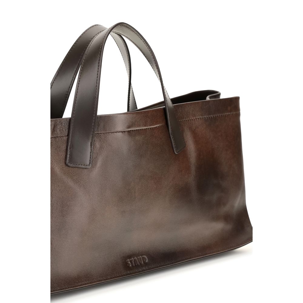 Tote Handbag by Staud for women in leather brown features a signature silhouette, showcasing a secure and signature with versatile handle for a sophisticated look.