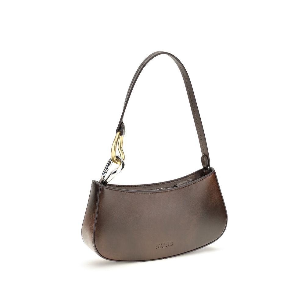 Shoulder Bag by Staud for women in bos taurus calf leather brown showcases a enviable silhouette, artfully detailed with a secure zipper, organized , and versatile shoulder-strap for a enviable look.