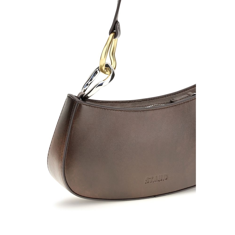 Shoulder Bag by Staud for women in bos taurus calf leather brown features a distinguished silhouette, showcasing a secure zipper and distinguished with versatile shoulder-strap for a distinguished finish.