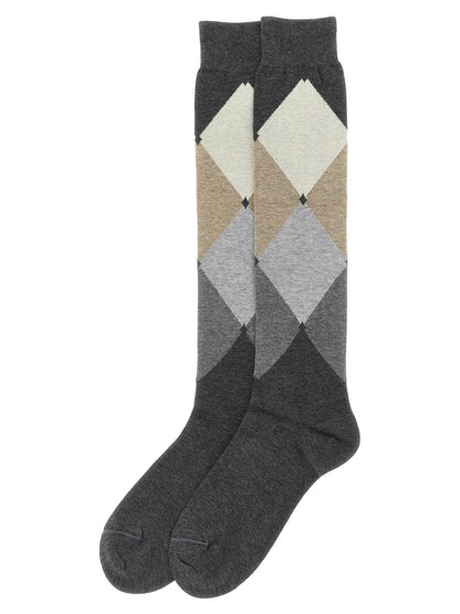 Socks by Ballantyne for men in cotton gray & patterned features a contemporary knit construction, showcasing the sophisticated design of this Men's Cotton Socks with its contemporary finish.