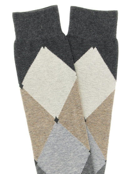 Socks by Ballantyne for men in cotton gray & patterned presents a perennial silhouette, artfully capturing the refined essence of the perennial Men's Cotton Socks design with a perennial finish.