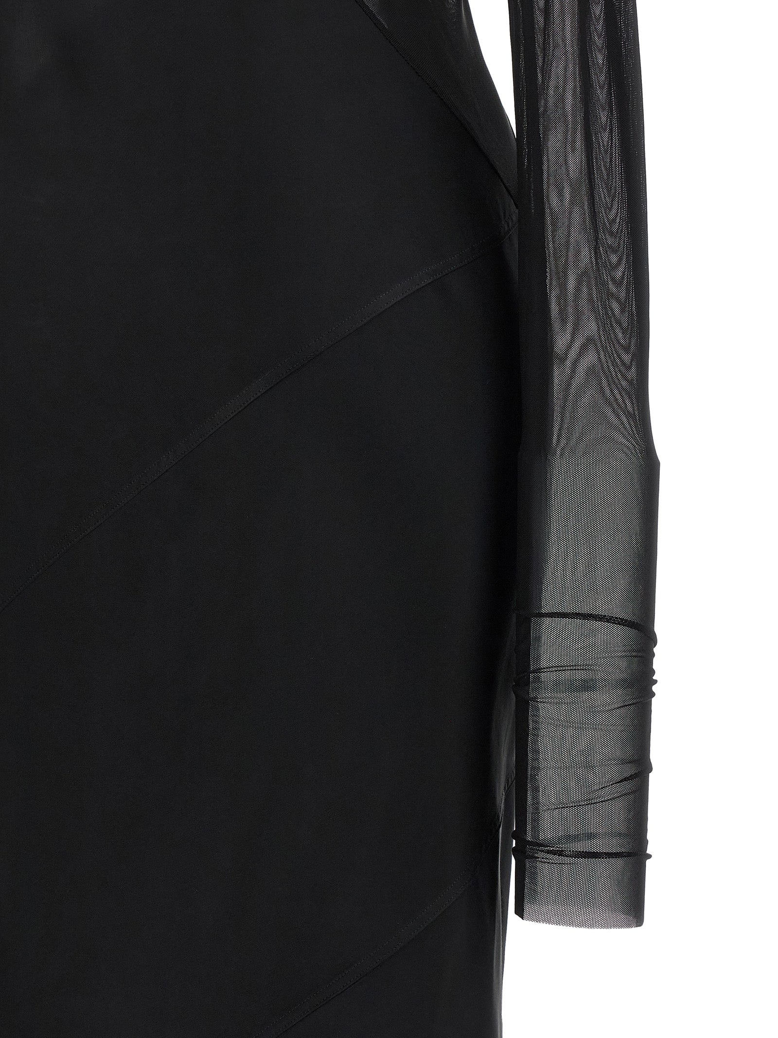 Dress by Rick Owens for women in silk nylon chiffon black & transparent features an magnificent silhouette, artfully detailed with a magnificent and that flows into an magnificent long.