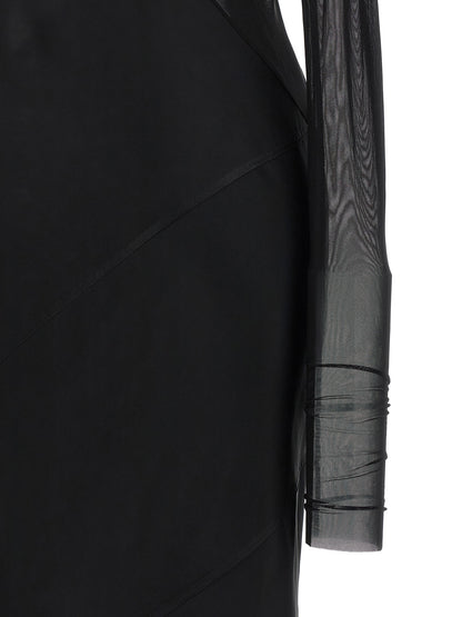Dress by Rick Owens for women in silk nylon chiffon black & transparent features an magnificent silhouette, artfully detailed with a magnificent and that flows into an magnificent long.