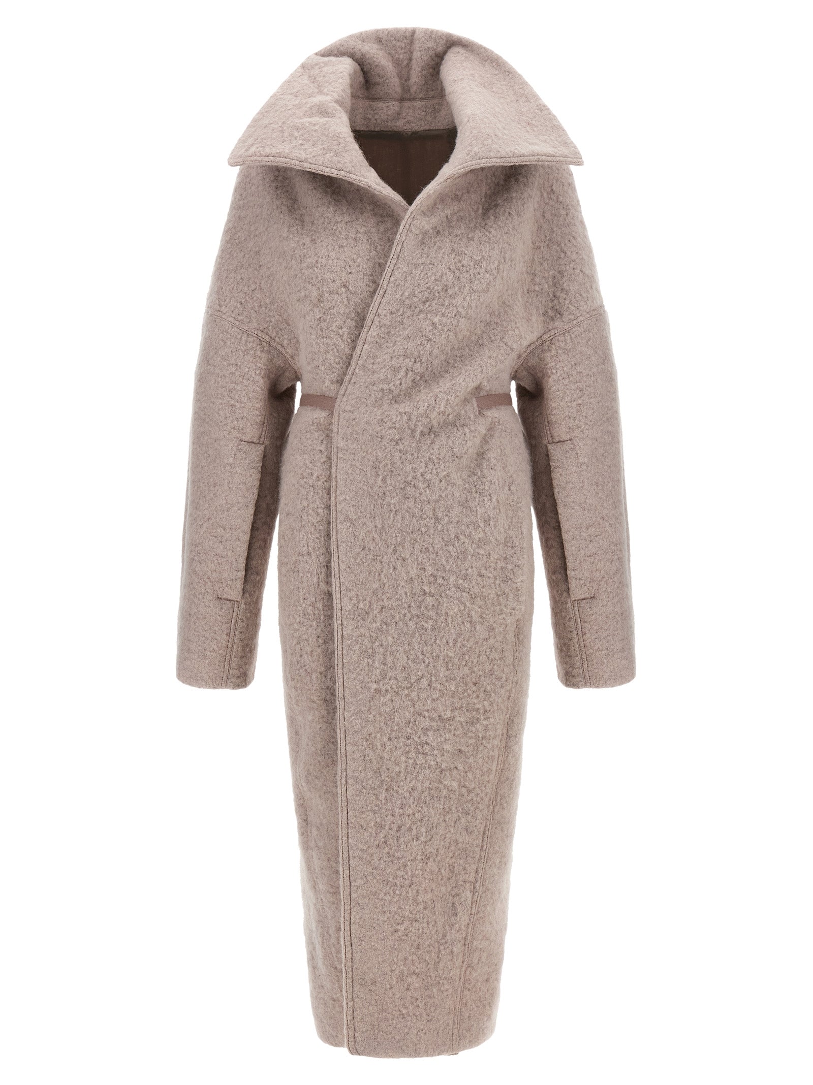 Overcoat by Rick Owens for women in marabou & alpaca wool multicolor features a cosy chic silhouette, artfully detailed with a sophisticated and premium for a cosy chic finish.