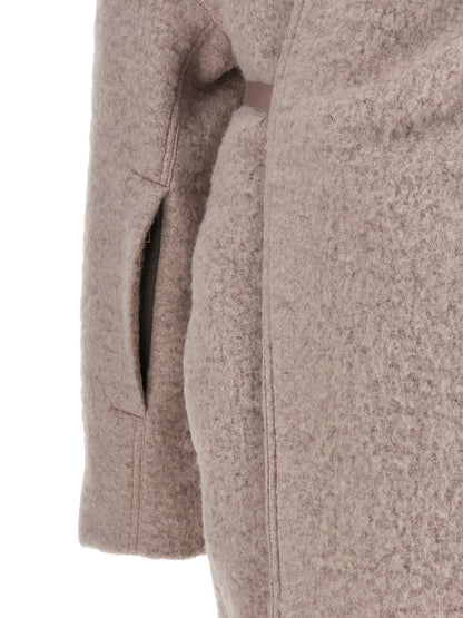 Overcoat by Rick Owens for women in marabou & alpaca wool multicolor features a cosy chic silhouette, artfully detailed with a sophisticated and premium for a cosy chic finish.