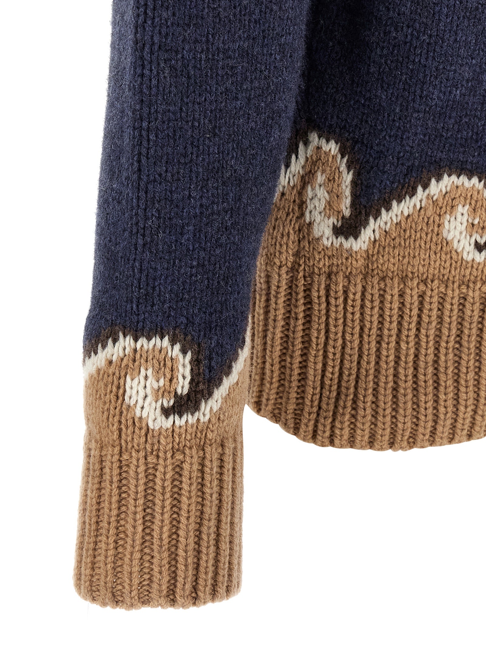 Cardigan by Alanui for men in virgin wool blue, natural, patterned & jacquard showcases a luxurious silhouette, meticulously detailed with a sophisticated and for a refined finish.