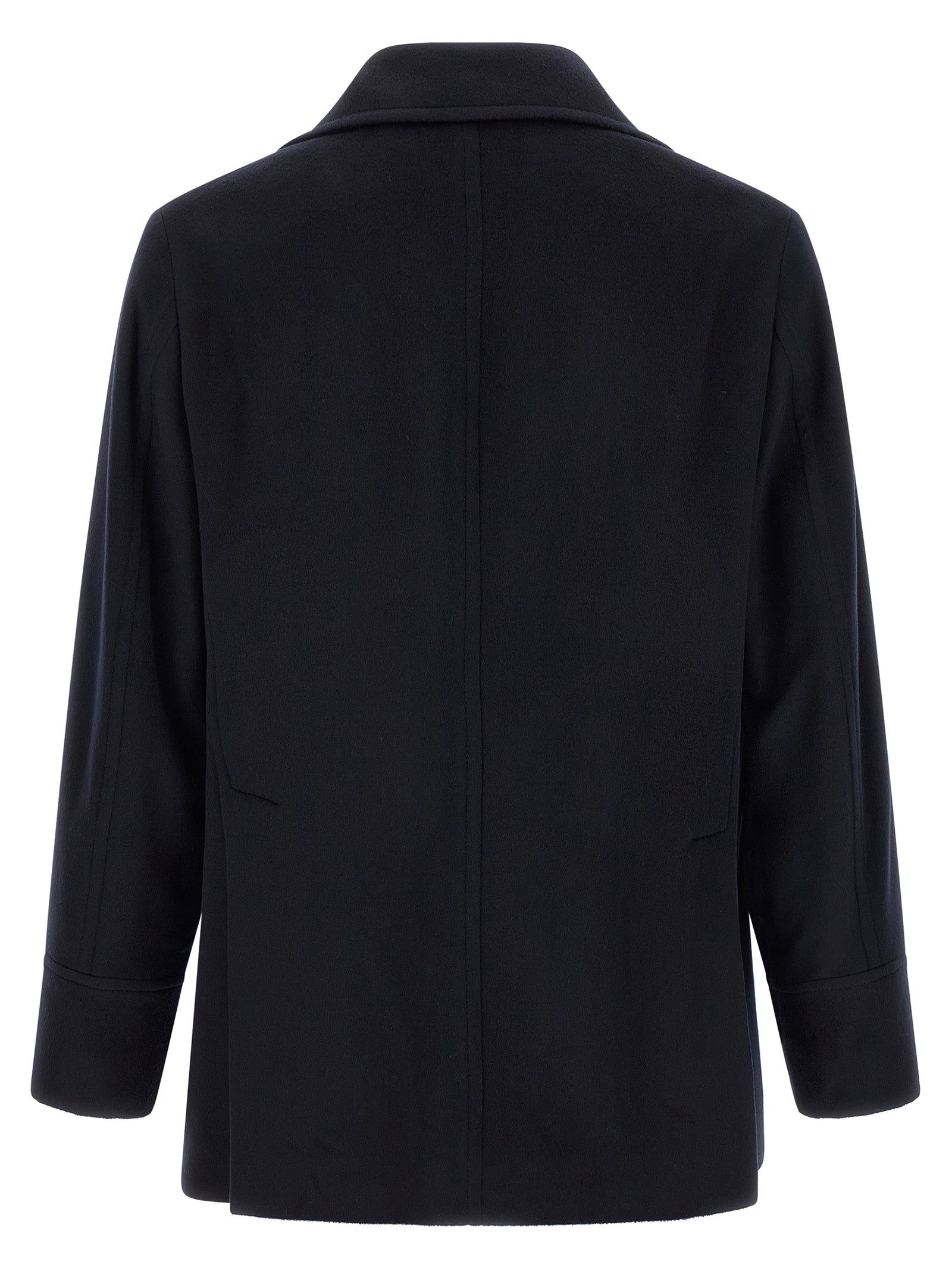 Pea Coat by Brunello Cucinelli for men in virgin wool blue, burgundy & silver features a nuanced silhouette, showcasing a sophisticated and nuanced pockets for a truly nuanced finish.