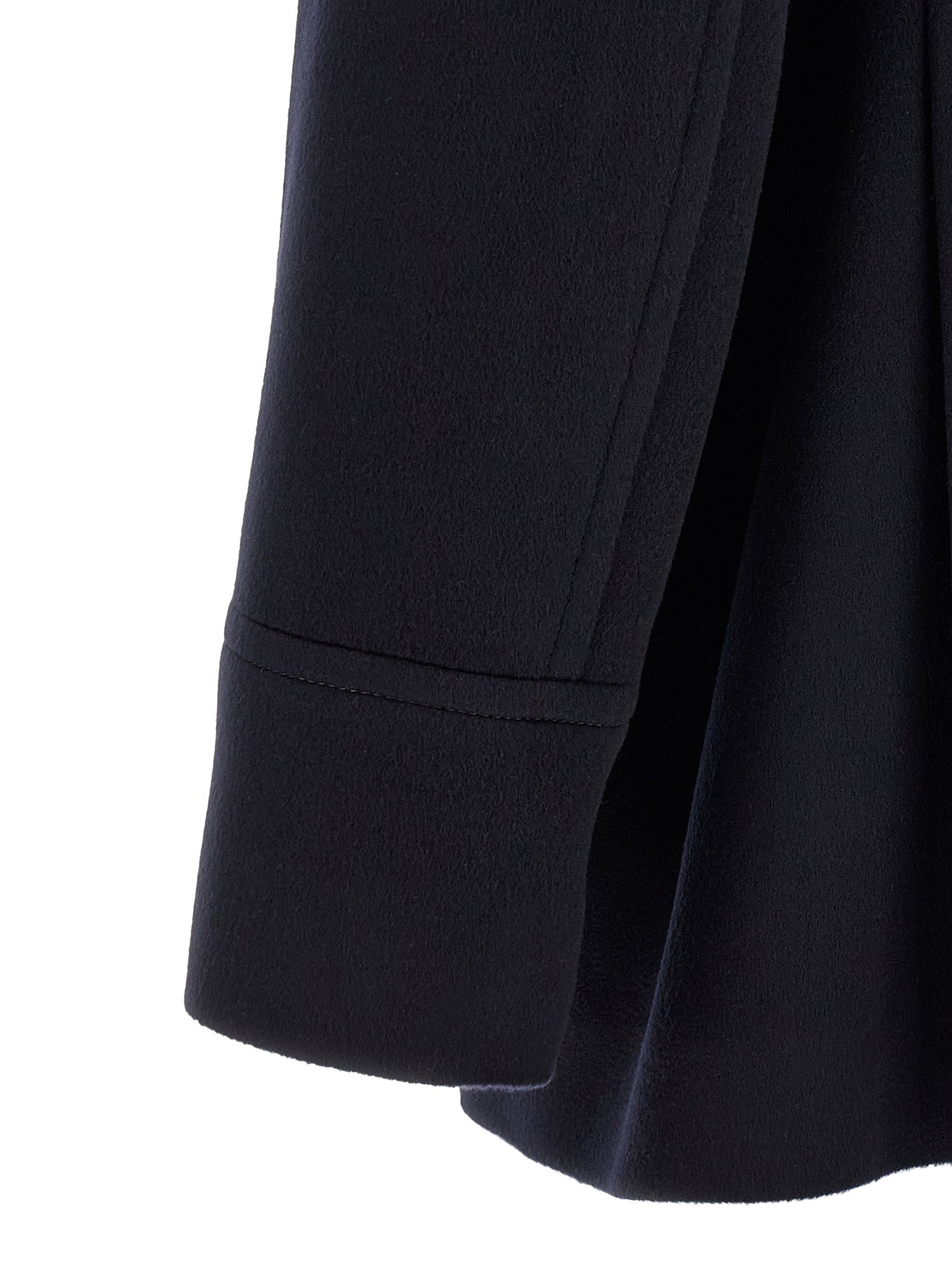 Pea Coat by Brunello Cucinelli for men in virgin wool blue, burgundy & silver features an relaxed-luxury silhouette, showcasing a sophisticated and premium pockets for a truly relaxed-luxury look.