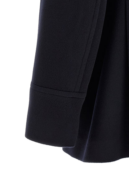 Pea Coat by Brunello Cucinelli for men in virgin wool blue, burgundy & silver features an relaxed-luxury silhouette, showcasing a sophisticated and premium pockets for a truly relaxed-luxury look.