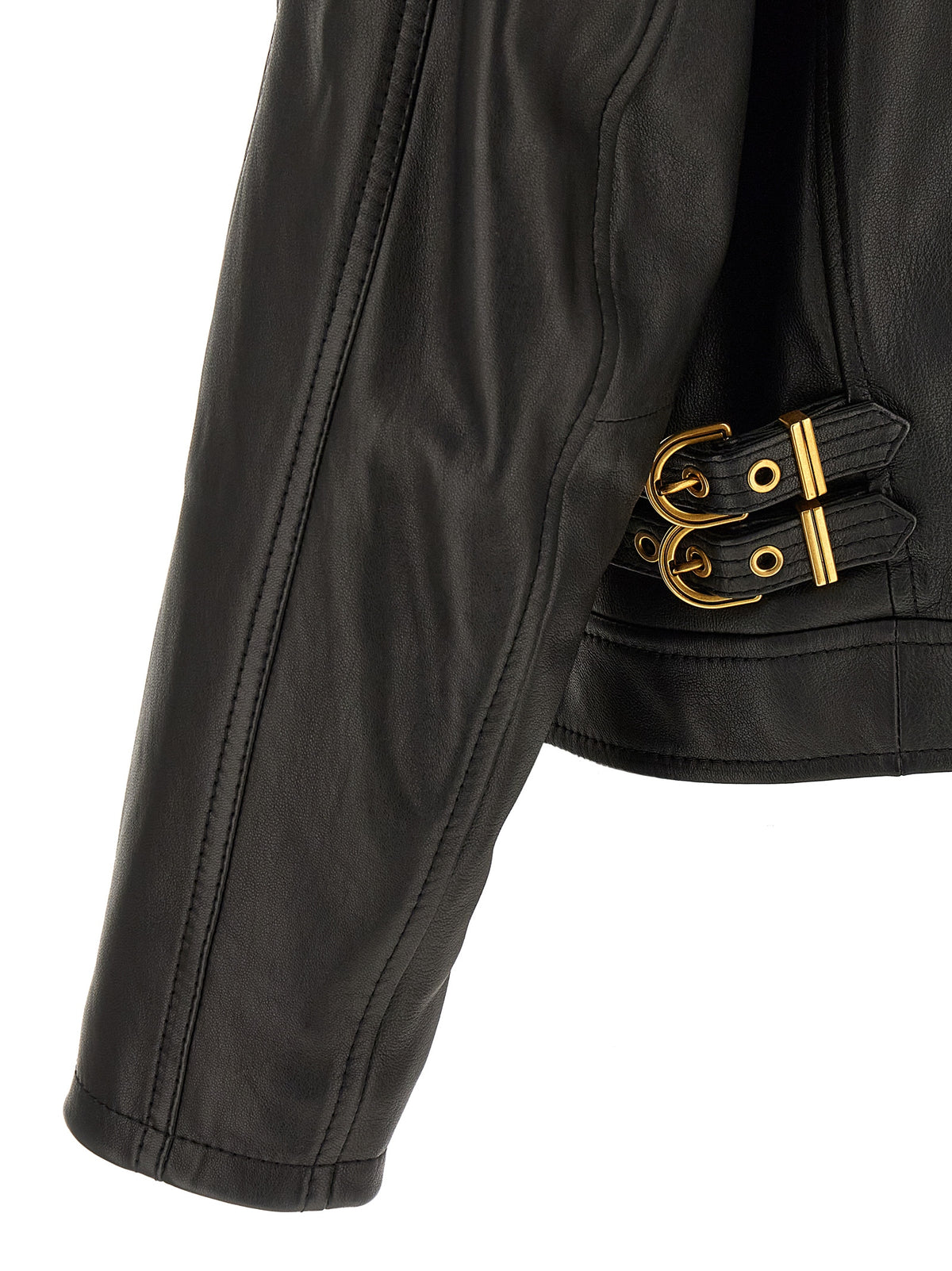 Jacket by Versace for men in nappa lamb leather black & gold presents a authentic silhouette, artfully detailed with a authentic and functional pockets for a premium authentic finish.