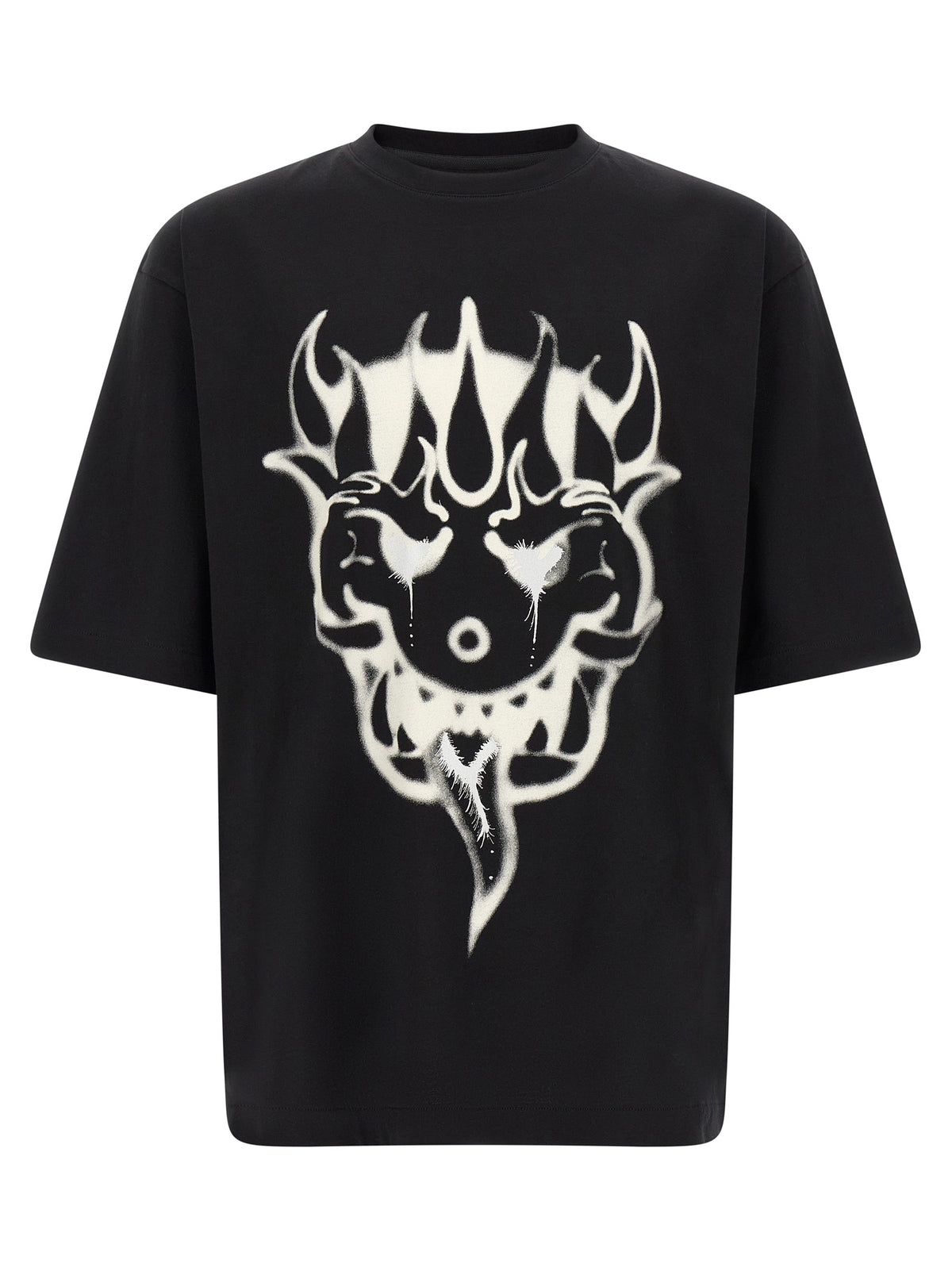 Y-3 Men's Relaxed Fit Oversized Short-Sleeve Crew Neck Cotton T-Shirt - Black Print