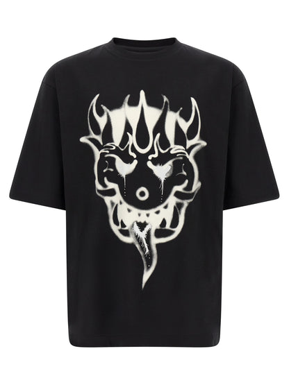 Y-3 Men's Relaxed Fit Oversized Short-Sleeve Crew Neck Cotton T-Shirt - Black Print