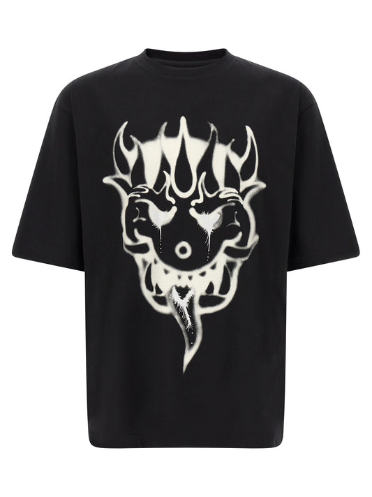 T-Shirt by Y-3 for men in cotton black & print showcases a chic silhouette, artfully detailed with a chic crew neckline and short-sleeve for a chic finish.