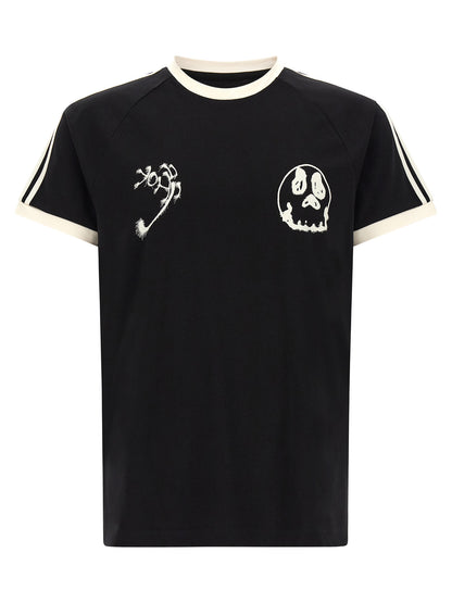 Y-3 Heart Skull Men's Relaxed Fit Crew Neck Cotton T-Shirt - Black Print Striped