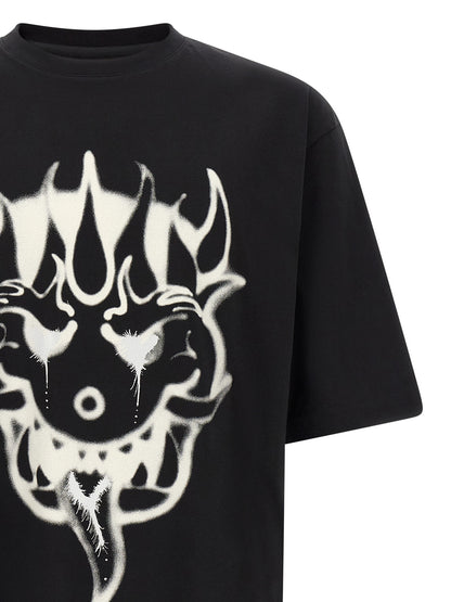 Y-3 Men's Relaxed Fit Oversized Short-Sleeve Crew Neck Cotton T-Shirt - Black Print