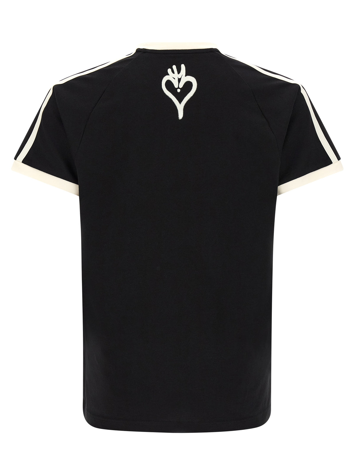Y-3 Heart Skull Men's Relaxed Fit Crew Neck Cotton T-Shirt - Black Print Striped