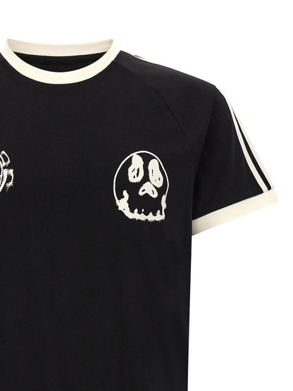 Y-3 Heart Skull Men's Relaxed Fit Crew Neck Cotton T-Shirt - Black Print Striped