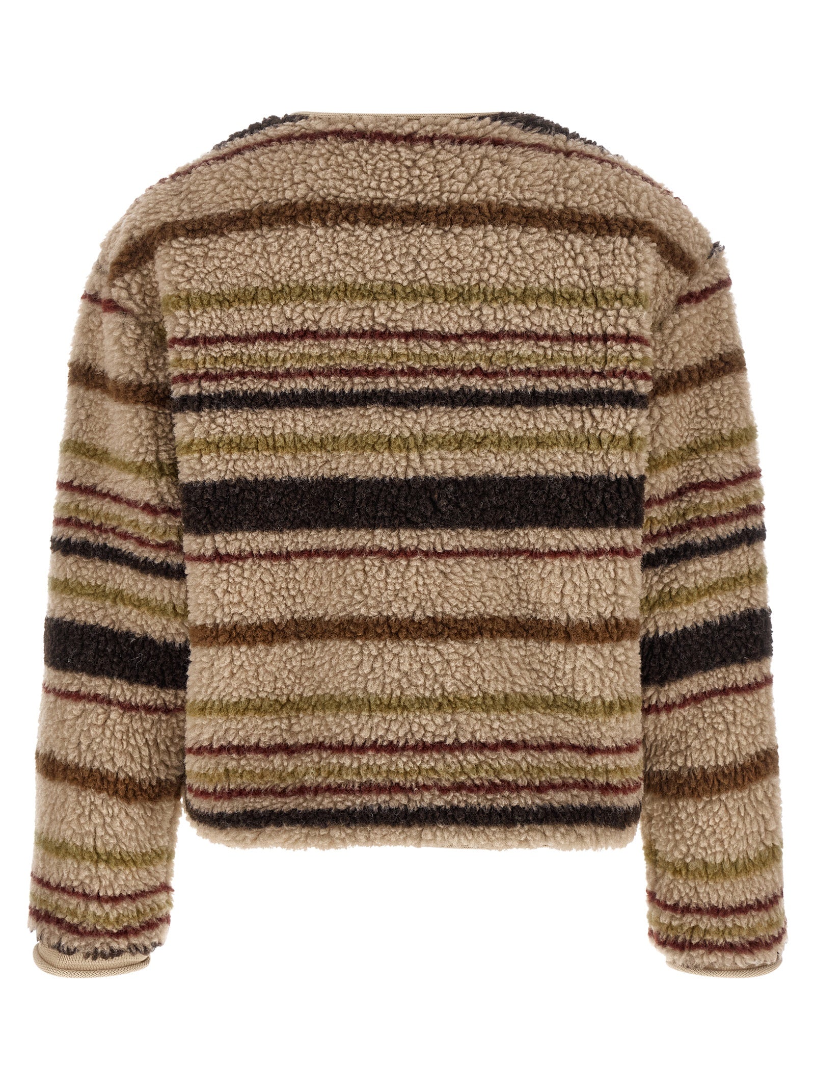 Cardigan by Moncler for women in wool & polyester beige, brown, burgundy, green, olive, patterned & striped features a nuanced silhouette with a refined v-neck neckline and nuanced detailing for a sophisticated look.