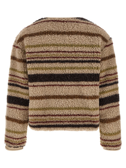 Cardigan by Moncler for women in wool & polyester beige, brown, burgundy, green, olive, patterned & striped features a nuanced silhouette with a refined v-neck neckline and nuanced detailing for a sophisticated look.