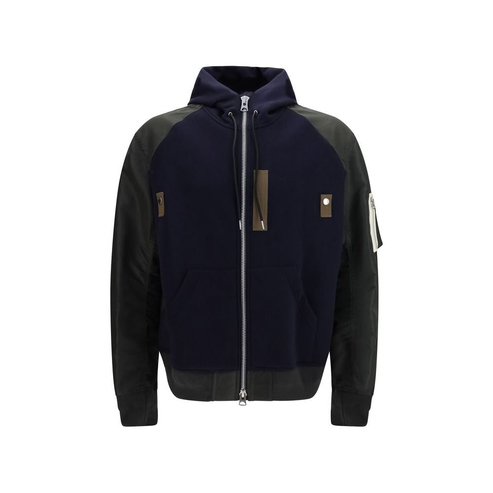 Sweatshirt Hoodie by Sacai for men in polyester cotton nylon twill multicolor showcases a city-ready silhouette, artfully detailed with a signature hooded neckline and for a city-ready finish.