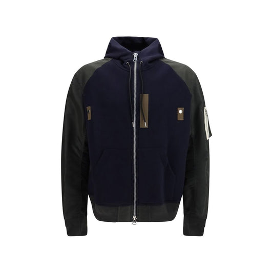 Sweatshirt Hoodie by Sacai for men in polyester cotton nylon twill multicolor showcases a city-ready silhouette, artfully detailed with a signature hooded neckline and for a city-ready finish.