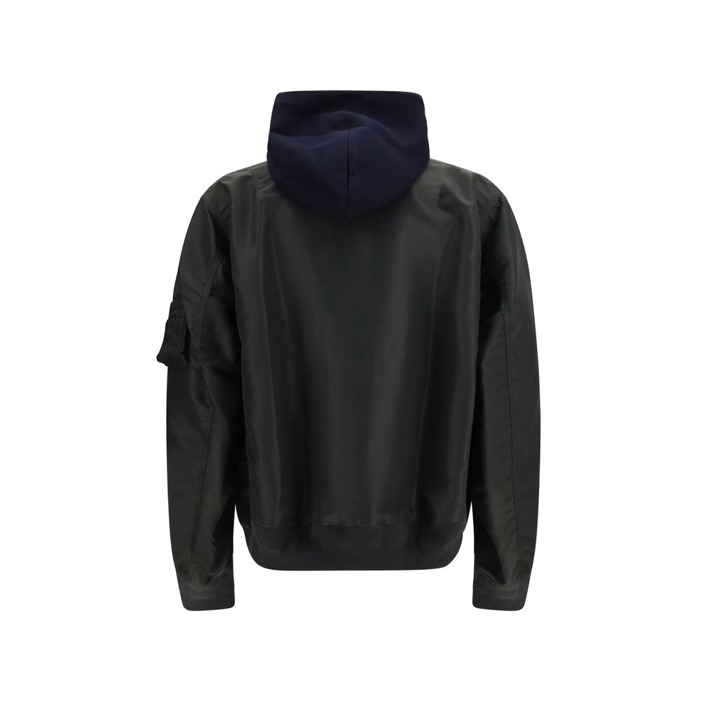 Sweatshirt Hoodie by Sacai for men in polyester cotton nylon twill multicolor features a edgy silhouette, detailed with a edgy hooded neckline and for a refined finish.