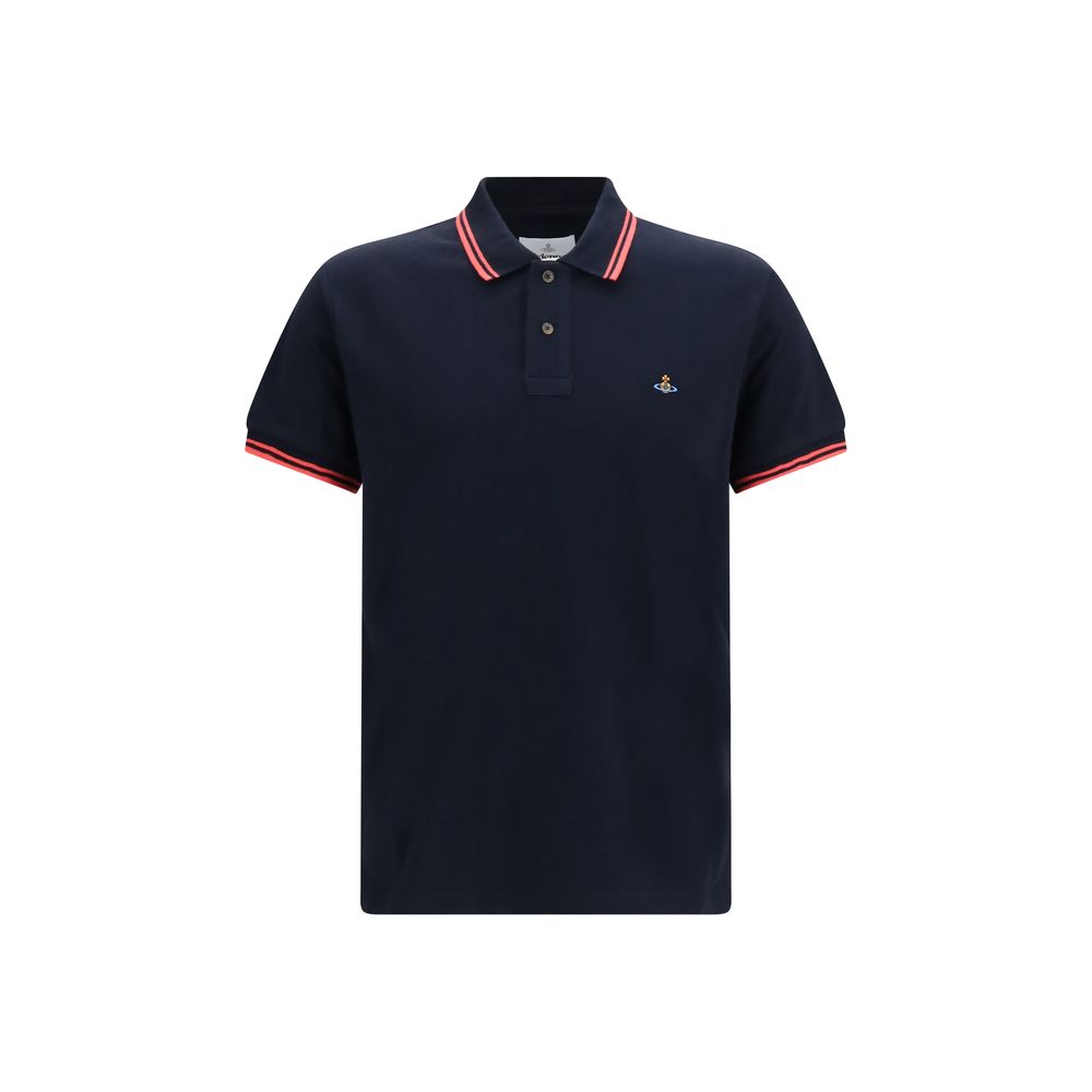 Polo Shirt by Vivienne Westwood for men in cotton blue, multicolor & striped features a eye catching silhouette, showcasing a refined and for a eye catching finish.