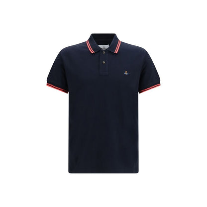 Polo Shirt by Vivienne Westwood for men in cotton blue, multicolor & striped features a eye catching silhouette, showcasing a refined and for a eye catching finish.
