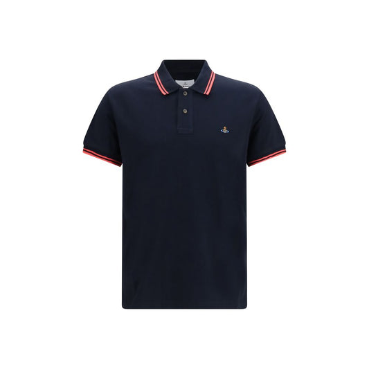 Polo Shirt by Vivienne Westwood for men in cotton blue, multicolor & striped features a eye catching silhouette, showcasing a refined and for a eye catching finish.