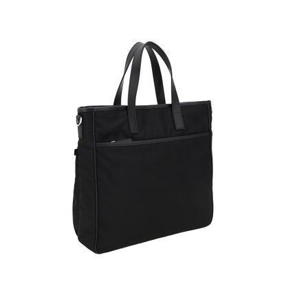 Shoulder Tote Bag by Prada for men in nylon leather black showcases a enviable silhouette, artfully detailed with a secure zipper, organized single-compartment, and versatile shoulder-strap, handle & adjustable-strap for a enviable look.