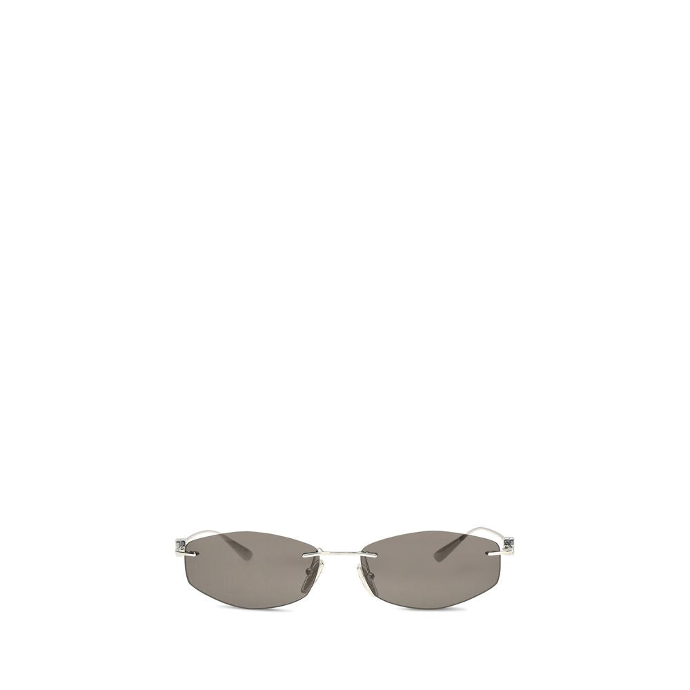 This Sunglasses by Balenciaga for men in bos taurus calf leather silver presents a sumptuous silhouette, showcasing a sumptuous oval geometric frame design in silver coloured frame and high-performance .