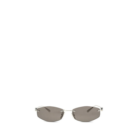 This Sunglasses by Balenciaga for men in bos taurus calf leather silver presents a sumptuous silhouette, showcasing a sumptuous oval geometric frame design in silver coloured frame and high-performance .