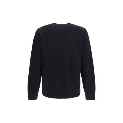 Sweatshirt by Laneus for men in polyester silk cashmere & capra leather black features an exquisite silhouette, showcasing and crew neckline details for a exquisite look.