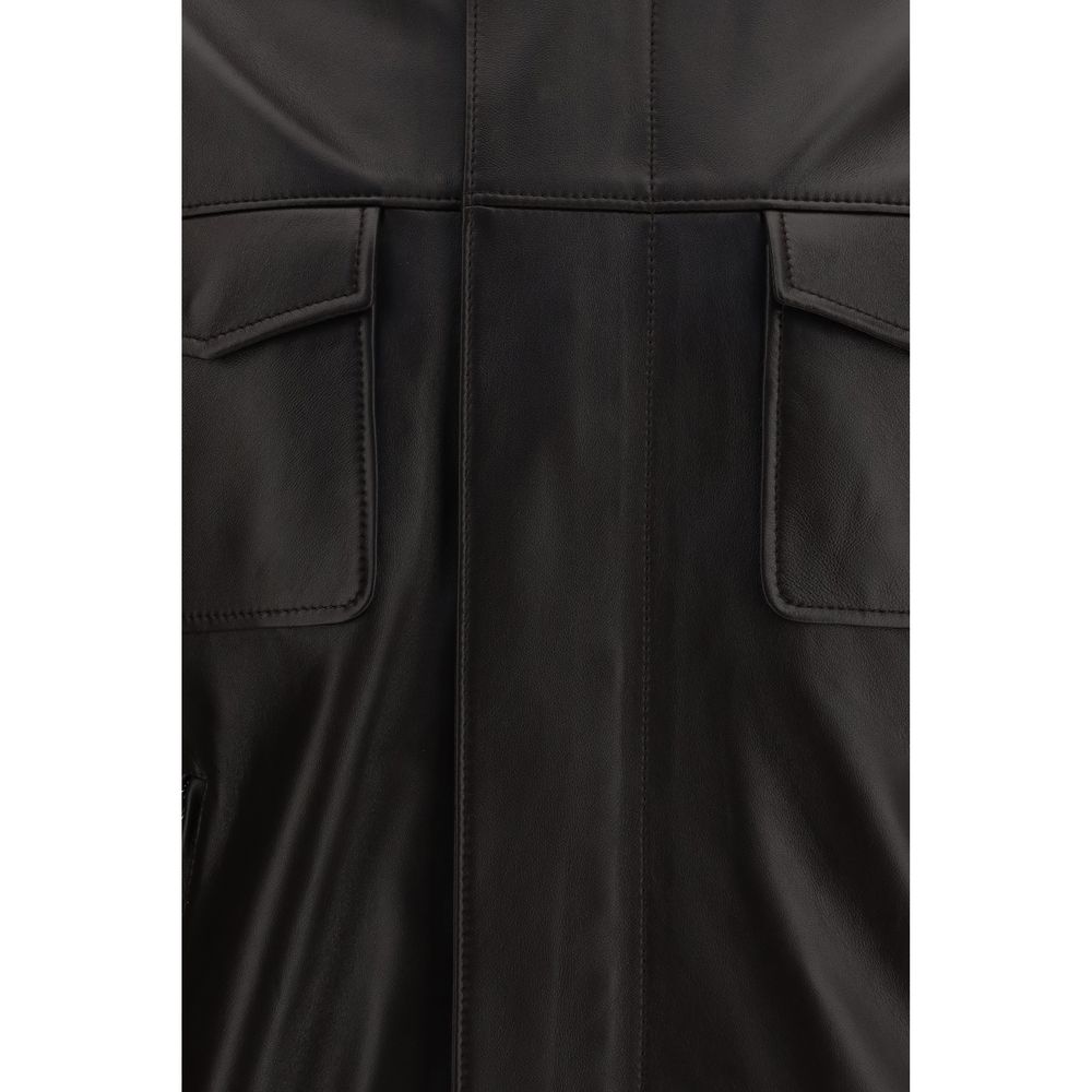 Bomber Jacket by Dolce & Gabbana for men in lambskin leather brown features an contemporary silhouette, showcasing a sophisticated and contemporary for a truly refined look.