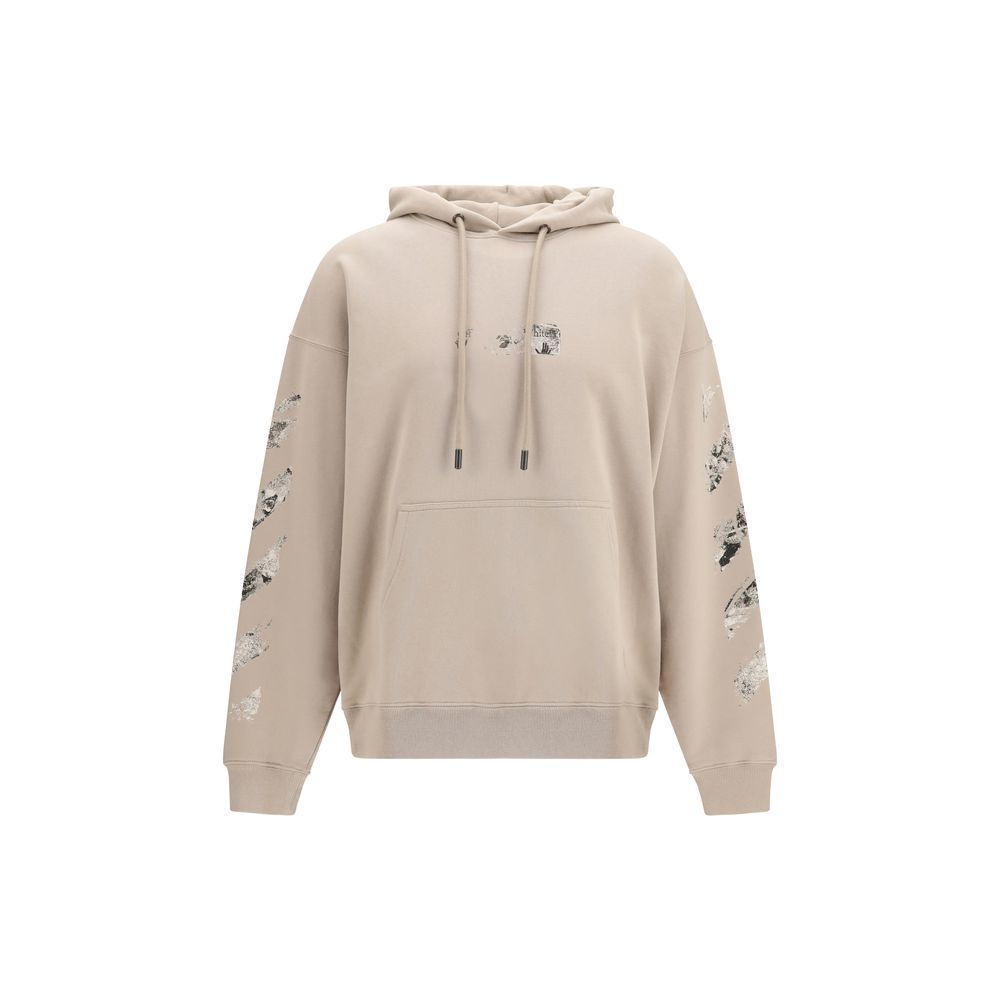 Sweatshirt Hoodie by Off-White for men in cotton beige, white & print showcases a city-ready silhouette, artfully detailed with a signature hooded neckline and for a city-ready finish.