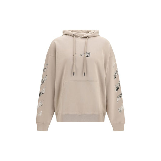 Sweatshirt Hoodie by Off-White for men in cotton beige, white & print showcases a city-ready silhouette, artfully detailed with a signature hooded neckline and for a city-ready finish.