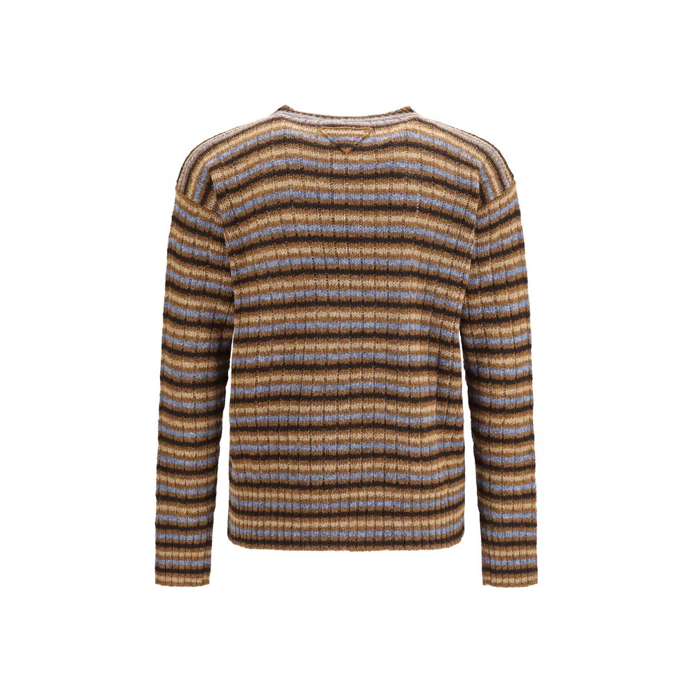 Sweatshirt by Prada for men in wool multicolor & striped presents a smart casual silhouette, featuring a smart casual crew neckline and for a sophisticated look.